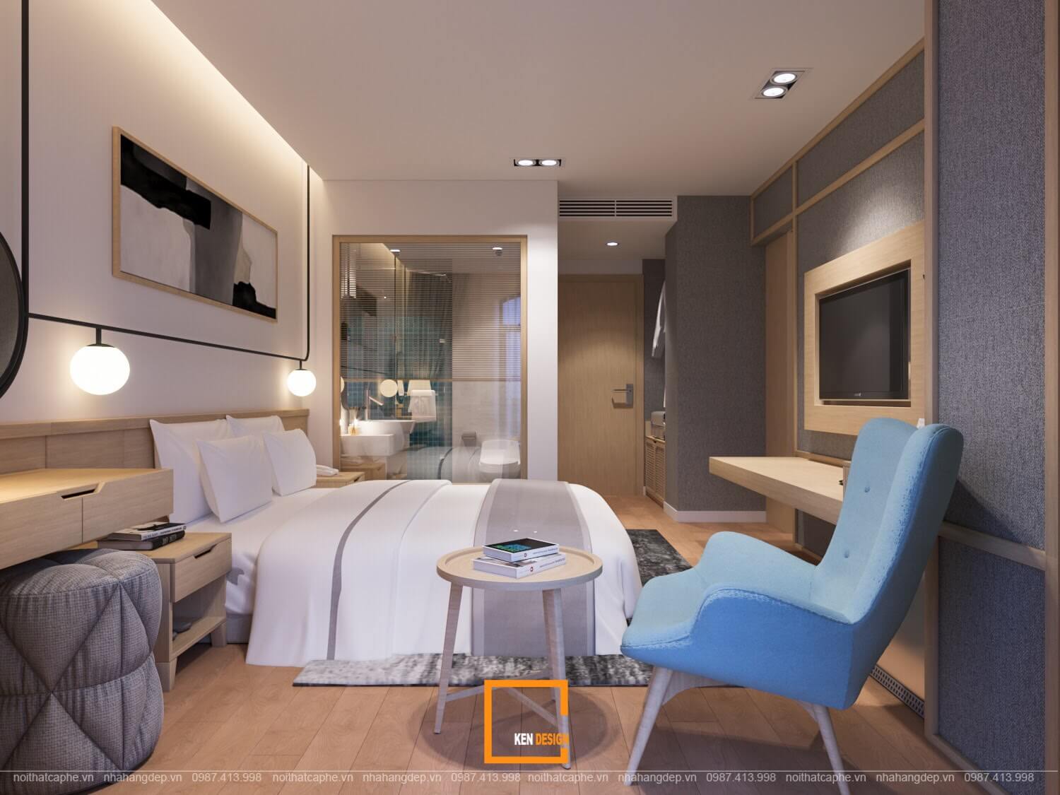Phòng ngủ khách sạn hiện đại